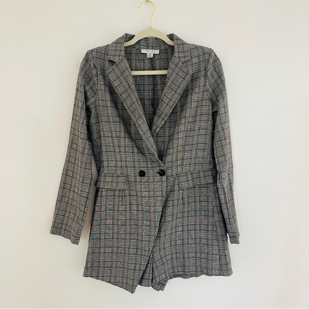 Favlux Plaid Houndstooth Blazer Skort Romper M NWOT CLASSIC TAILORED